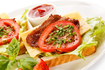 Sandwiches on white background 