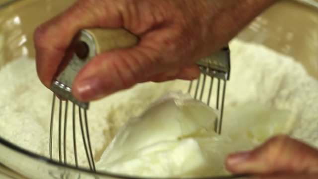 mixing a pie crust