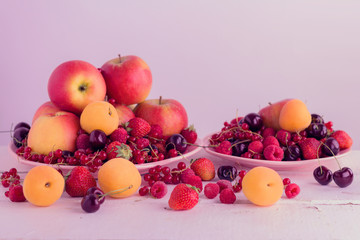 Fruits and berries (apples, apricots, raspberries. strawberry, c
