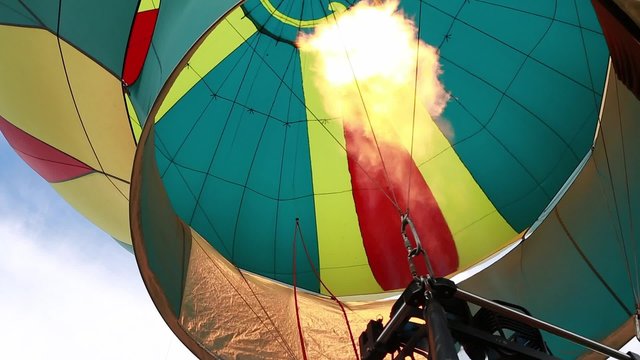 Looking up inside the hot air balloon