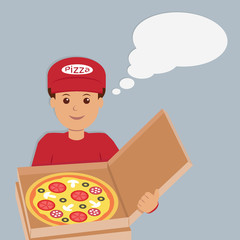 Isolated pizza deliveryman character.