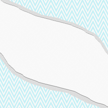Teal and White Chevron  Zigzag Frame with Torn Background