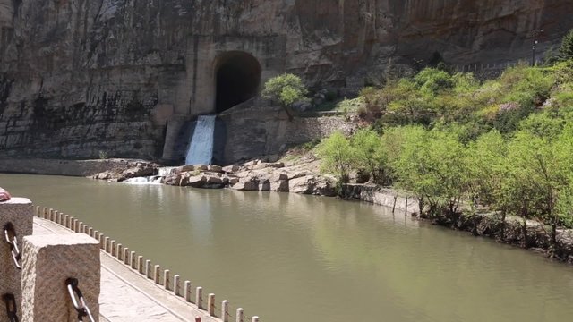 water from the dam by the hanging temple in datong china