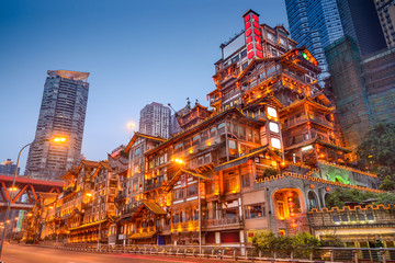Chongqing China at the Hongyadong Traditional Buildings © SeanPavonePhoto