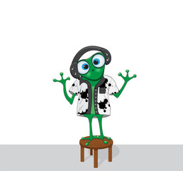 Vector Cartoon Frog with Headphones