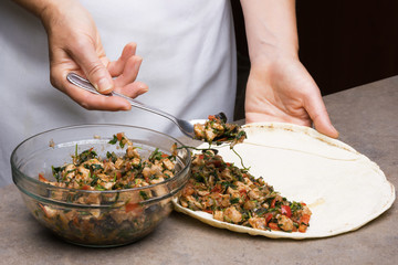 Chef making quesadillas