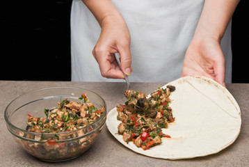 Chef making quesadillas