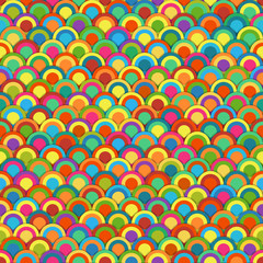 Fototapeta na wymiar Bright Colored Circle Seamless Pattern