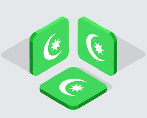 Vector modern 3 isometric app icons 