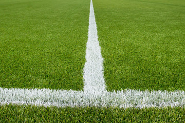 Chalk line on artifical turf soccer field