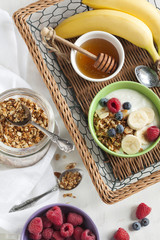 Homemade granola with berry and yogurt