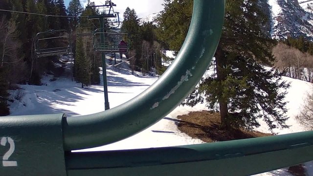 riding chair lift for spring skiing