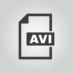 The AVI icon. Video file format symbol. Flat