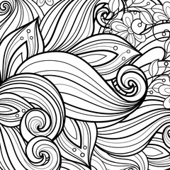 Fototapeta premium Vector Monochrome Floral Background