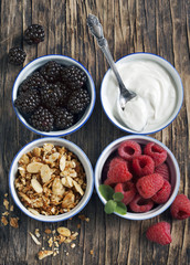 Homemade granola with yogurt and berry