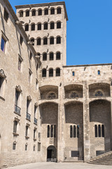 Fototapeta premium Plaça del Rei is a 14th-century medieval public square in the Barri Gotic of Barcelona. The Barri Gotic is very famous, important and part of the Barcelona