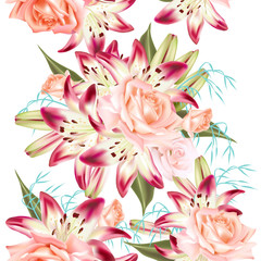 Vector seamless pattern for wallpaper design with flowers