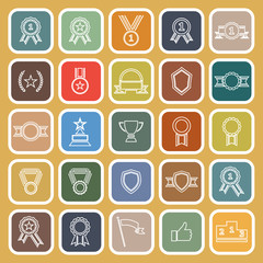 Award line flat icons on brown background