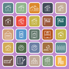 Real estate line flat icons on violet background