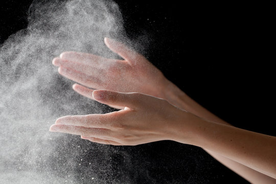 Chalk Magnesium Carbonate hands clapping woman