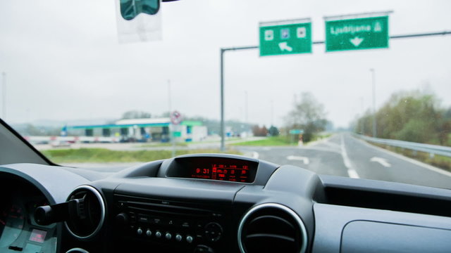 Driving through toll station