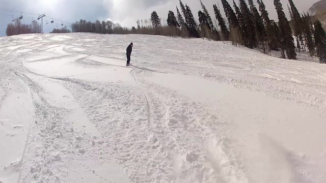 snow boarding on mountain