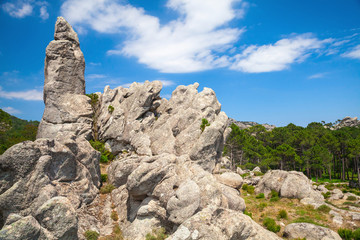 Corsica island, rocky mountains and dramatic sky