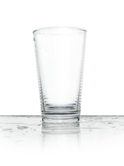 empty glass of water on white background