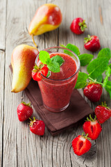Strawberry smoothie in a glass