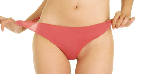 Fototapeta na wymiar Asian woman wearing pink underwear