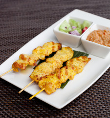 Grilled Pork Satay with Peanut Sauce and Vinegar