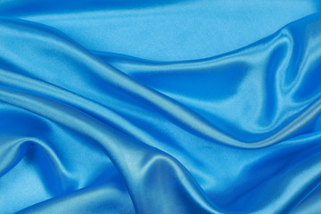 Blue Silk cloth of wavy abstract background