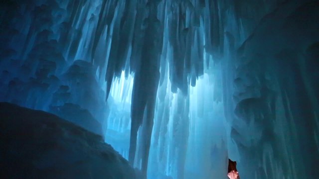 wall of frozen icicles