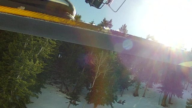 riding up the ski lift