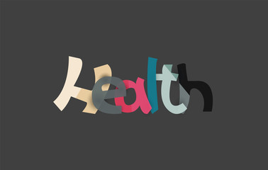 Health word, drawn lettering typographic element