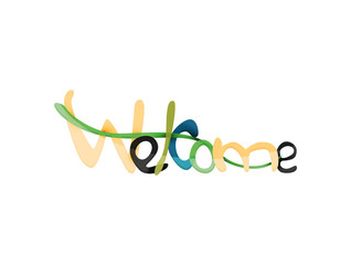 Welcome word, drawn lettering typographic element