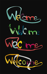 Welcome word, drawn lettering typographic element