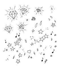 Set of and drawn tattoo design elements 