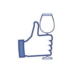 Thumbs Up Like symbol icon with wineglass