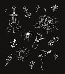 Hand drawn tattoo design elements
