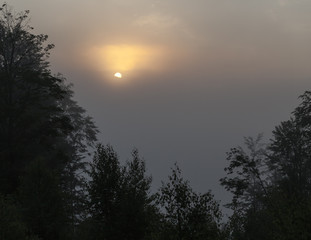 Beautiful sunrise with the morning mist