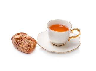 Home made bread with a glass of tea