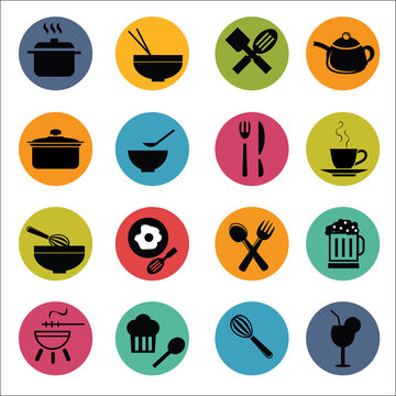 colorful Food icon set vector