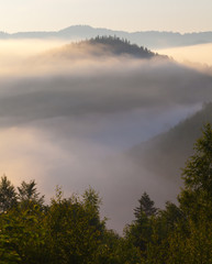 Beautiful sunrise with the morning mist