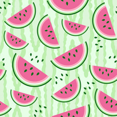 Watermelon seamless pattern. Colorful vector illustration.