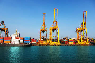 Fototapeta premium Colombo Harbor, Sri Lanka at the ship yard