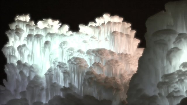 a frozen ice castle wall