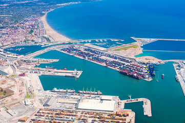 View above of Valencia port