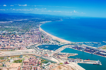 Aerial view of coastline Valencia, Spain