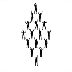 Banner in the shape of rhombus with silhouettes.
